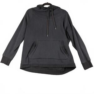 Black yoga faux shearling lined pullover hoodie Size‎ LG
